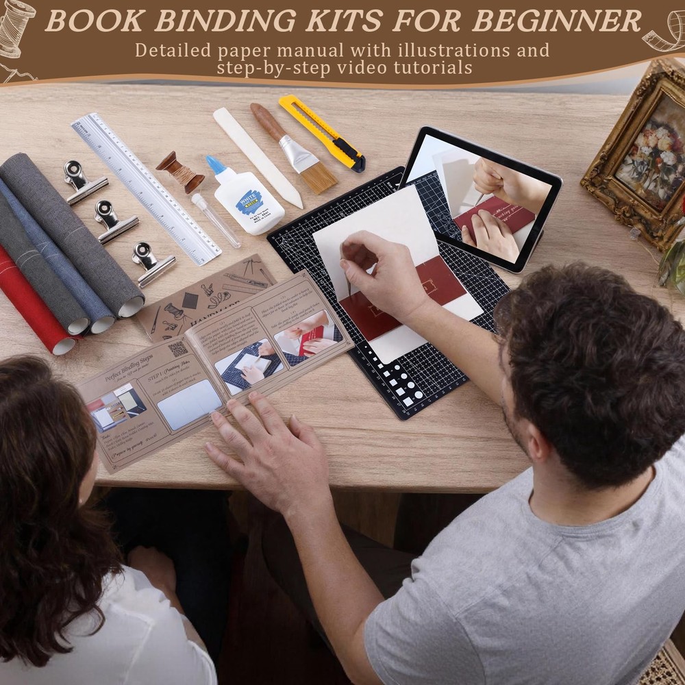 145Pcs Book Binding Kits for Beginners, Making Kit A5, Multicolor