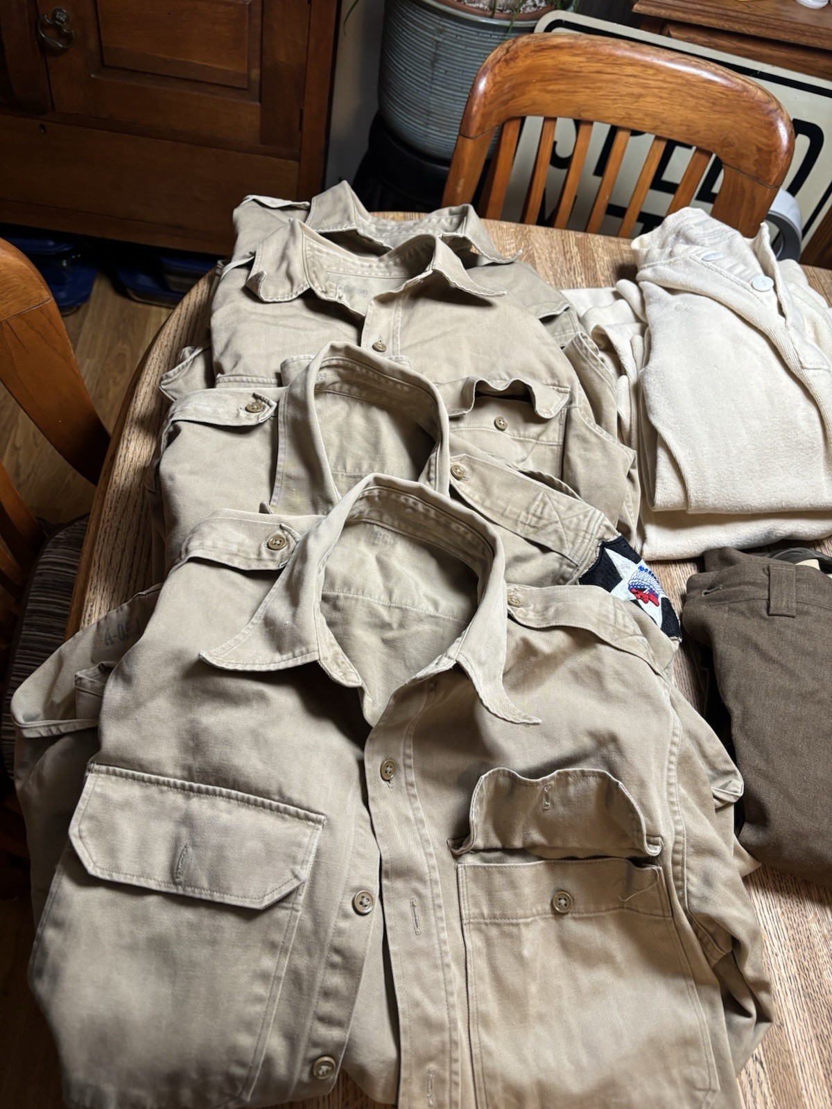 WW II 2nd Infantry Division Clothing Lot Patches, Pants, Shirts, Jackets, Duffle