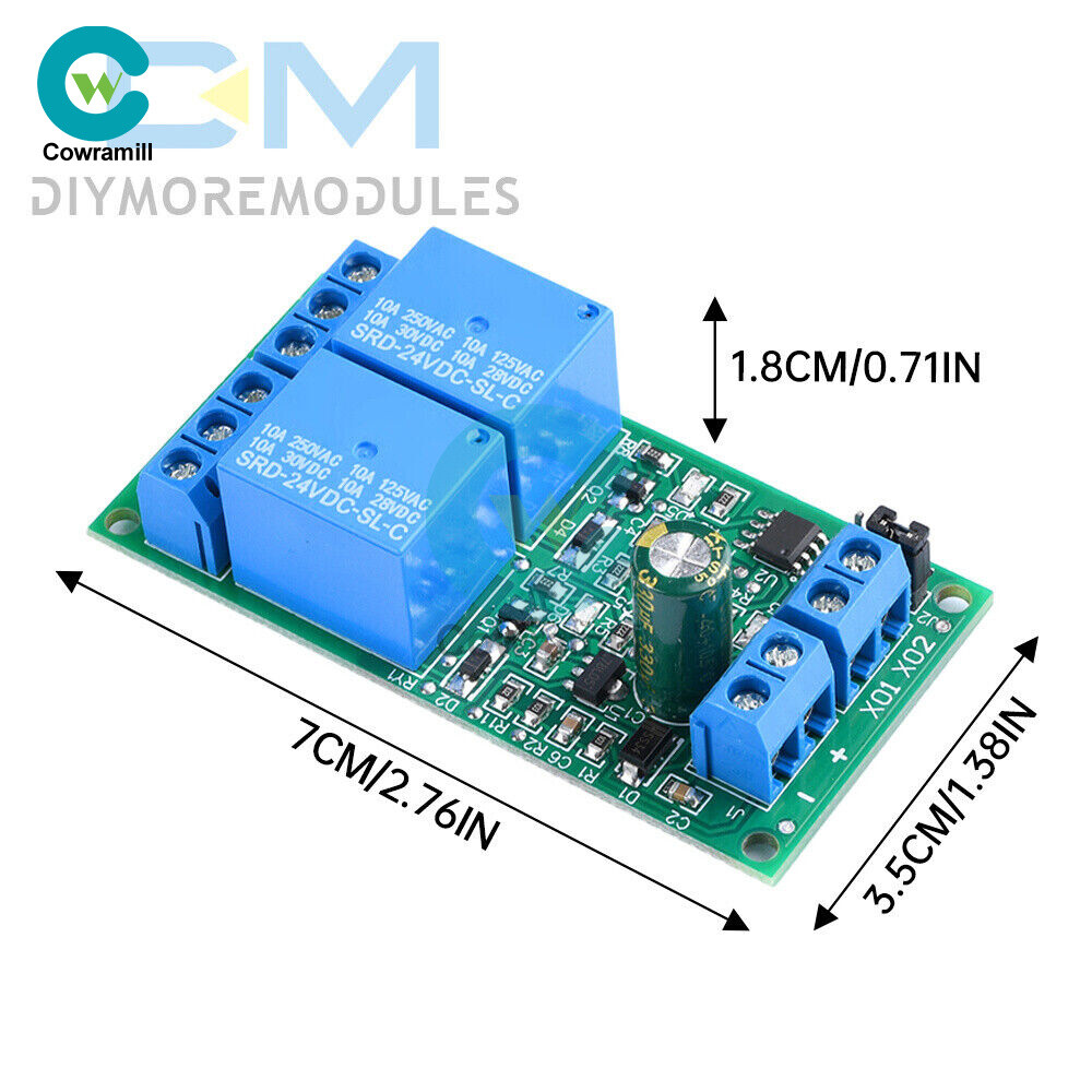 DC 5V 12V 24V 2-Way Self-Locking Interlock Relay Module Flip-Flop Latch Relay