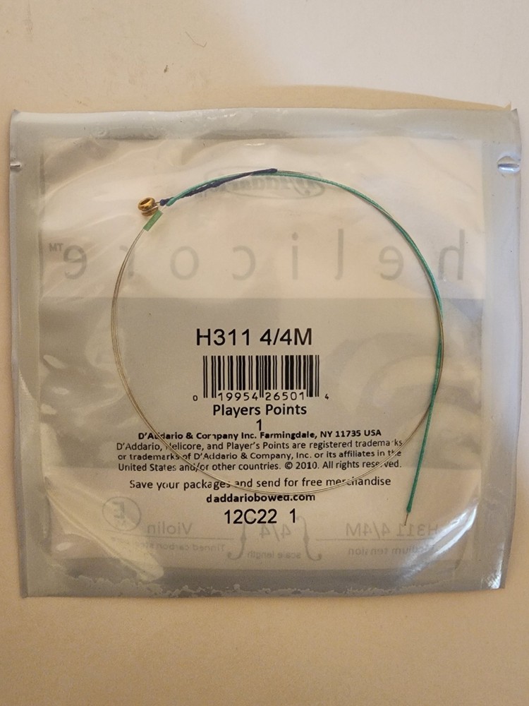 4PK D'Addario Helicore Violin Single E String, 4/4 Scale Medium Tension