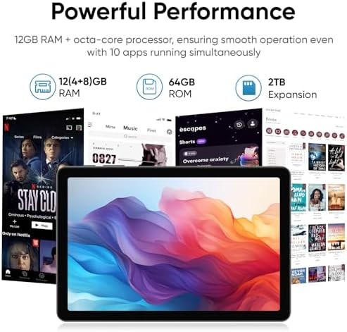 10 1 Inch Android Tablet 12GB RAM 64GB Storage