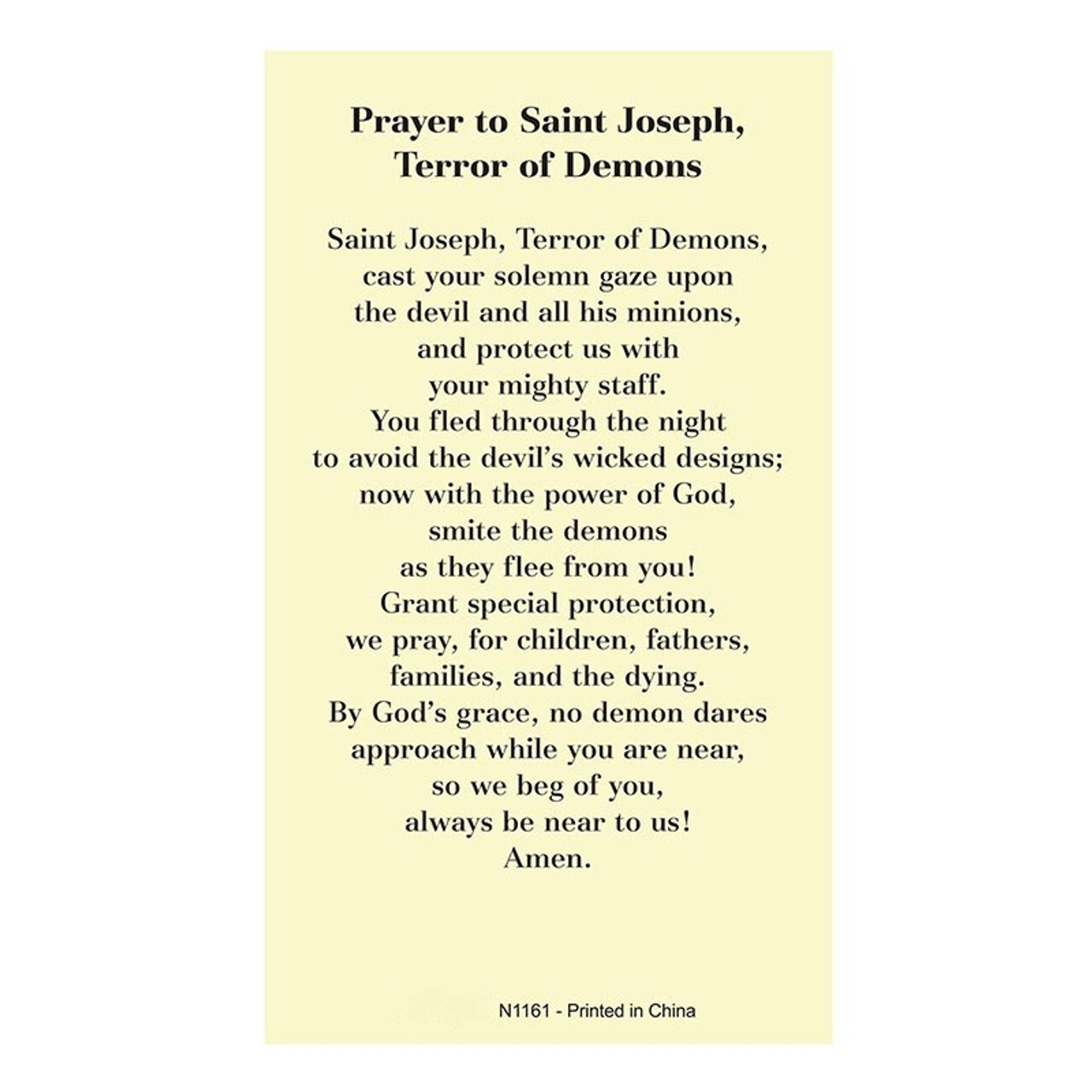 (2 copies) Prayer to Saint Joseph Terror of Demons Holy Prayer Card Catholic