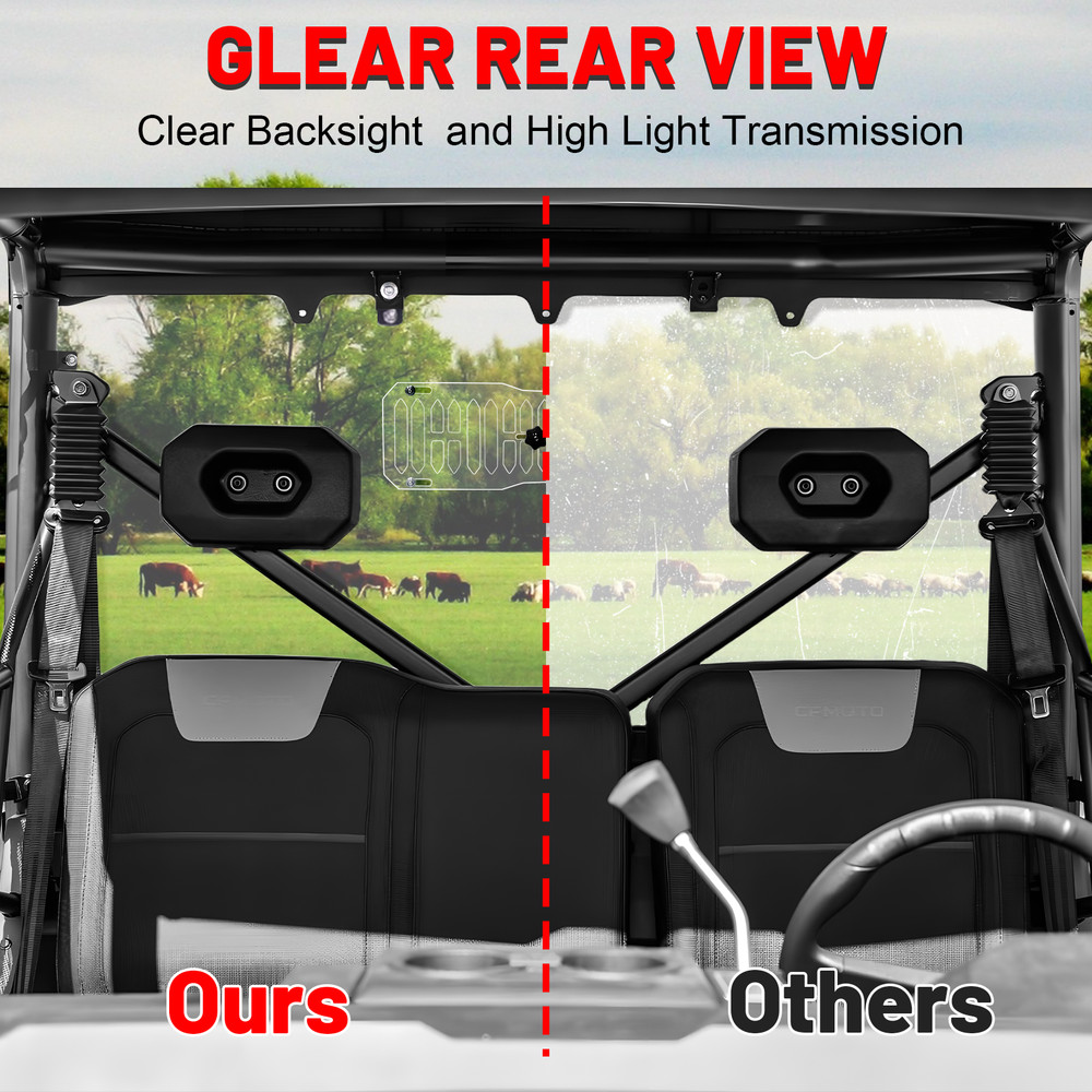 For CFMOTO UFORCE 600 2021-2026 Rear Windshield Adjustable Hard PC Vented Window