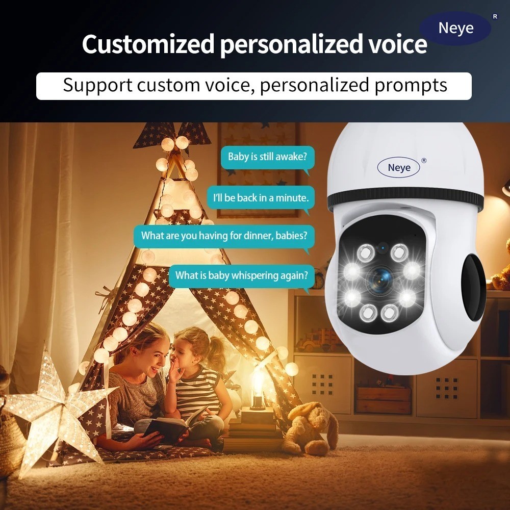 8MP 4K WiFi Light Bulb Camera 360° Panoramic E27 CCTV AI Motion Security Cam