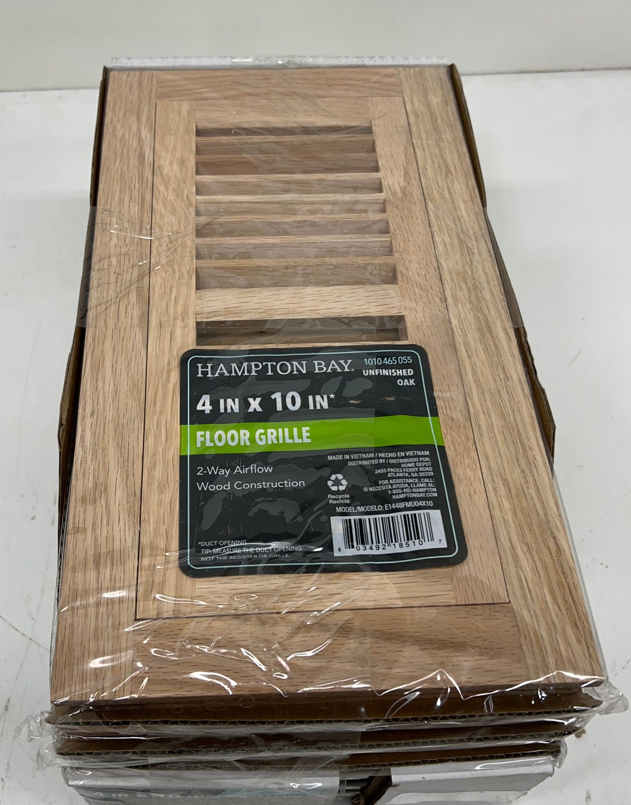 LOT OF 7 Hampton Bay 4 in. x 10 in. Oak Wood Flush Mount Grilles Unfinished Oak
