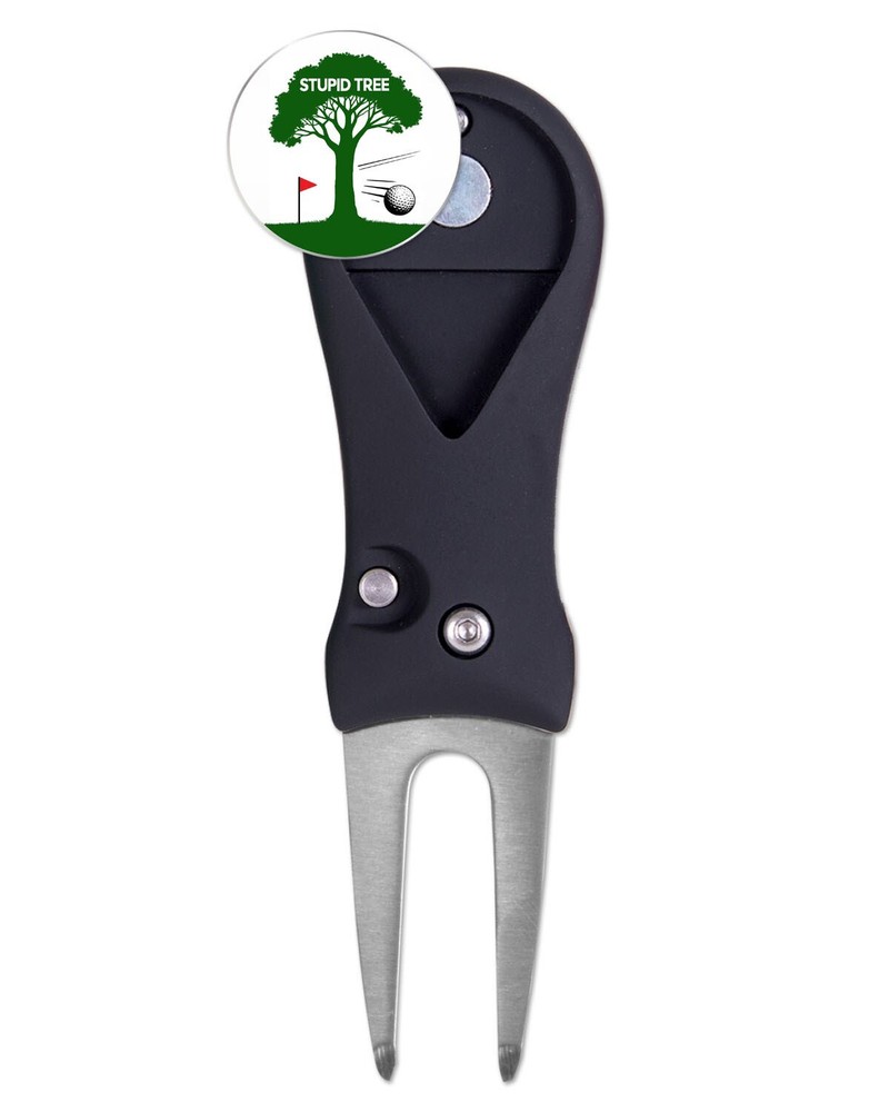 Stupid Tree Funny Novelty Gift Golf Ball Marker +Switchblade Divot Tool