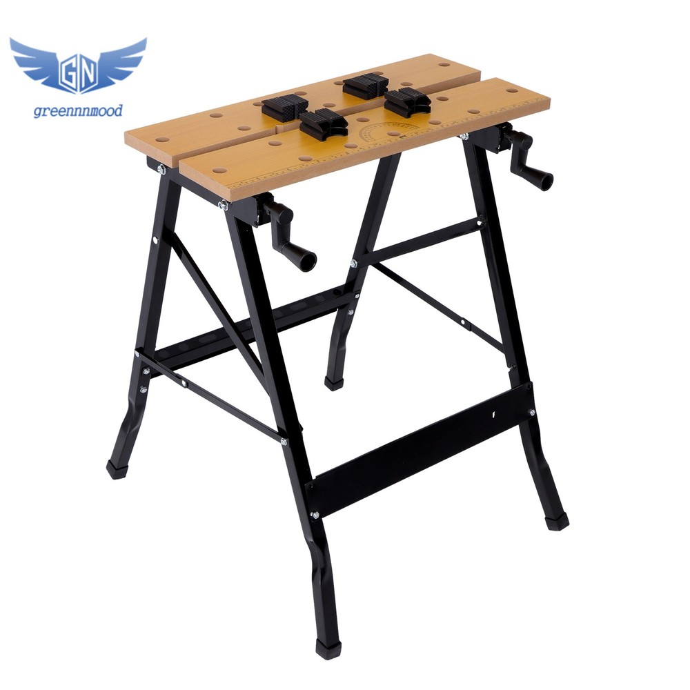220lbs Capacity Adjustable Folding Workbench with Built-in Ruler & Protractor