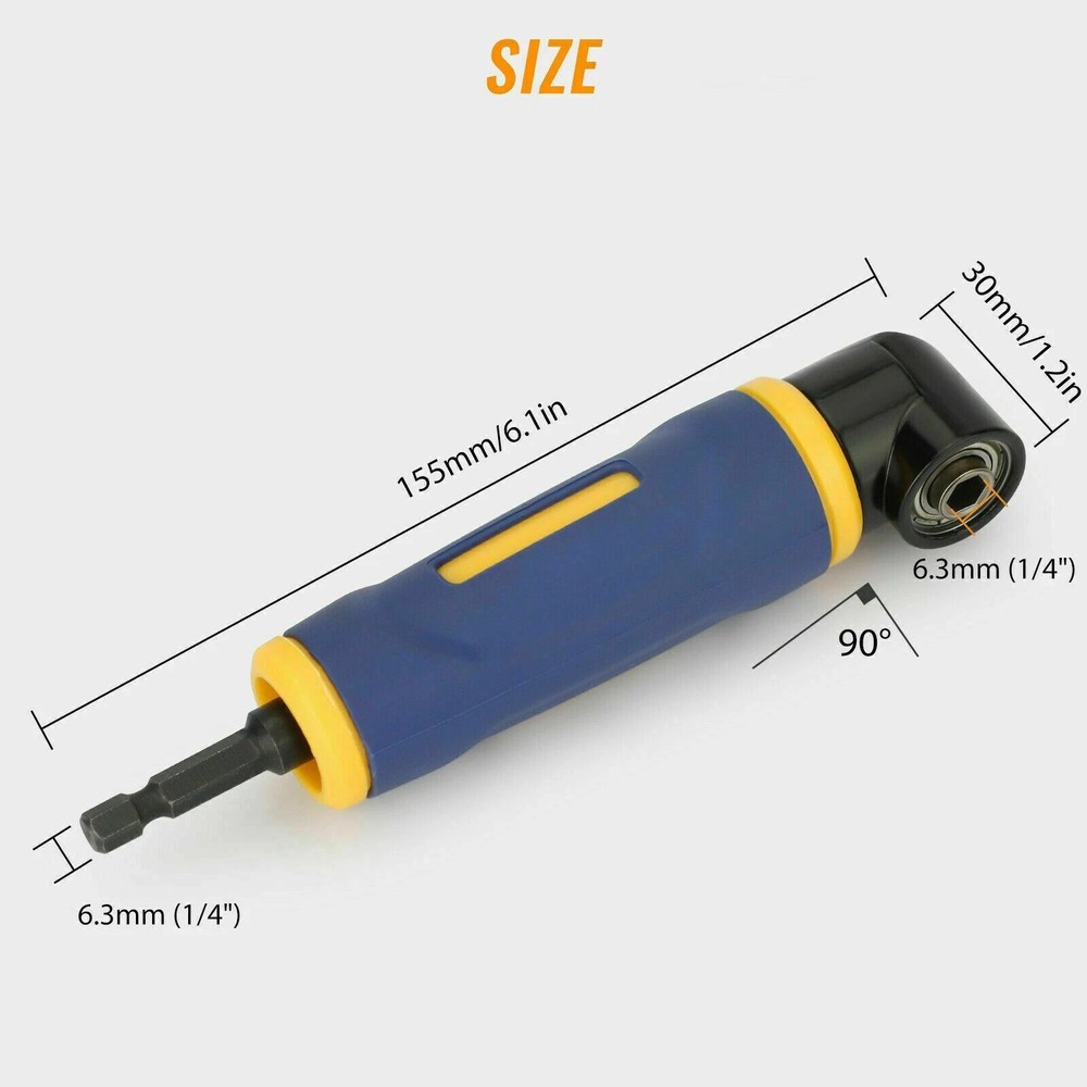 90 Degree Right Angle Extension Screwdriver Socket Adapter Drill Attachment Tool