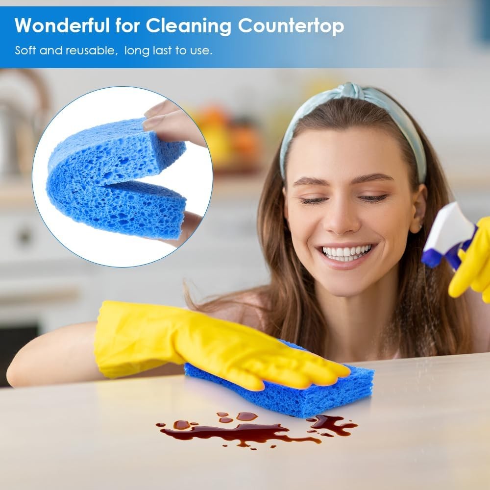 8PCS Dish Sponges Kitchen, Premium Blue Dish Washing Kitchen Sponge, Compressed