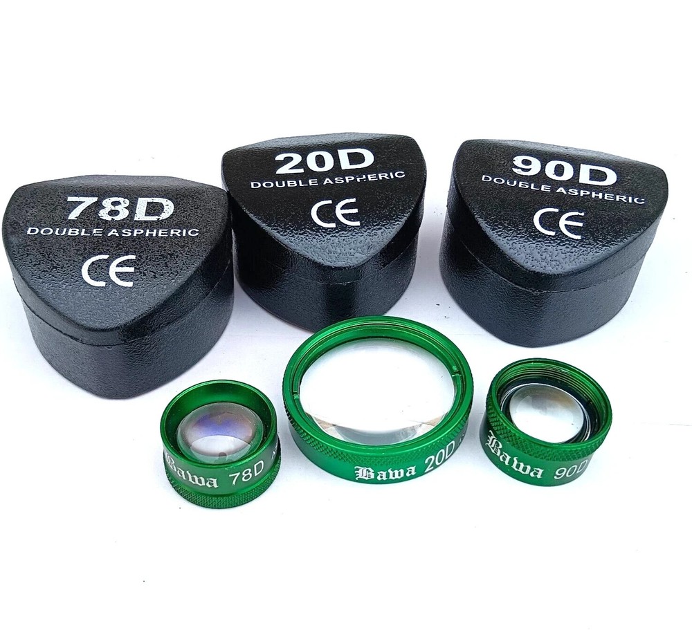 Precision 20D 90D & 78D Double Aspheric Lens For Eye Examination Combo Set 3