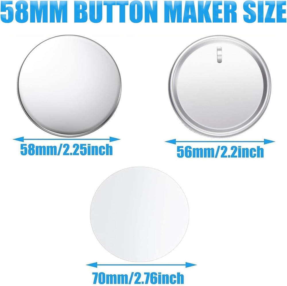 Button Maker Keychains Supplies, 200 Pcs 58Mm Pin Maker Set, Metal Button Maker