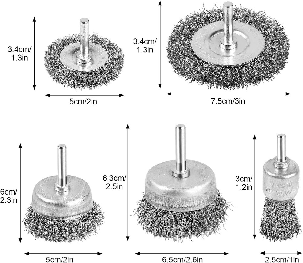 High-Intensity Wire Wheel Brush Cup Set for Drilling - Rust Removal Essentials