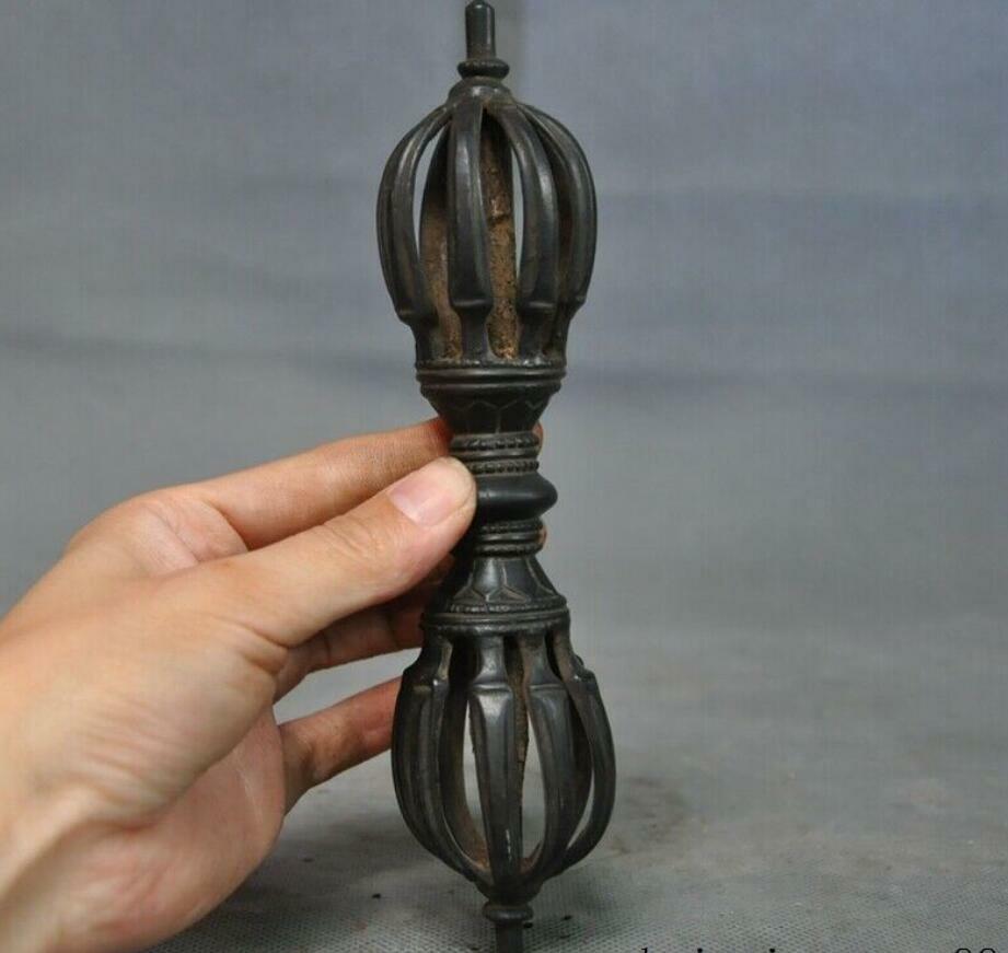 Old Tibet Tantra Buddhism Temple Bronze Exorcism Pray Dorje Vajra Phurpa Dagger
