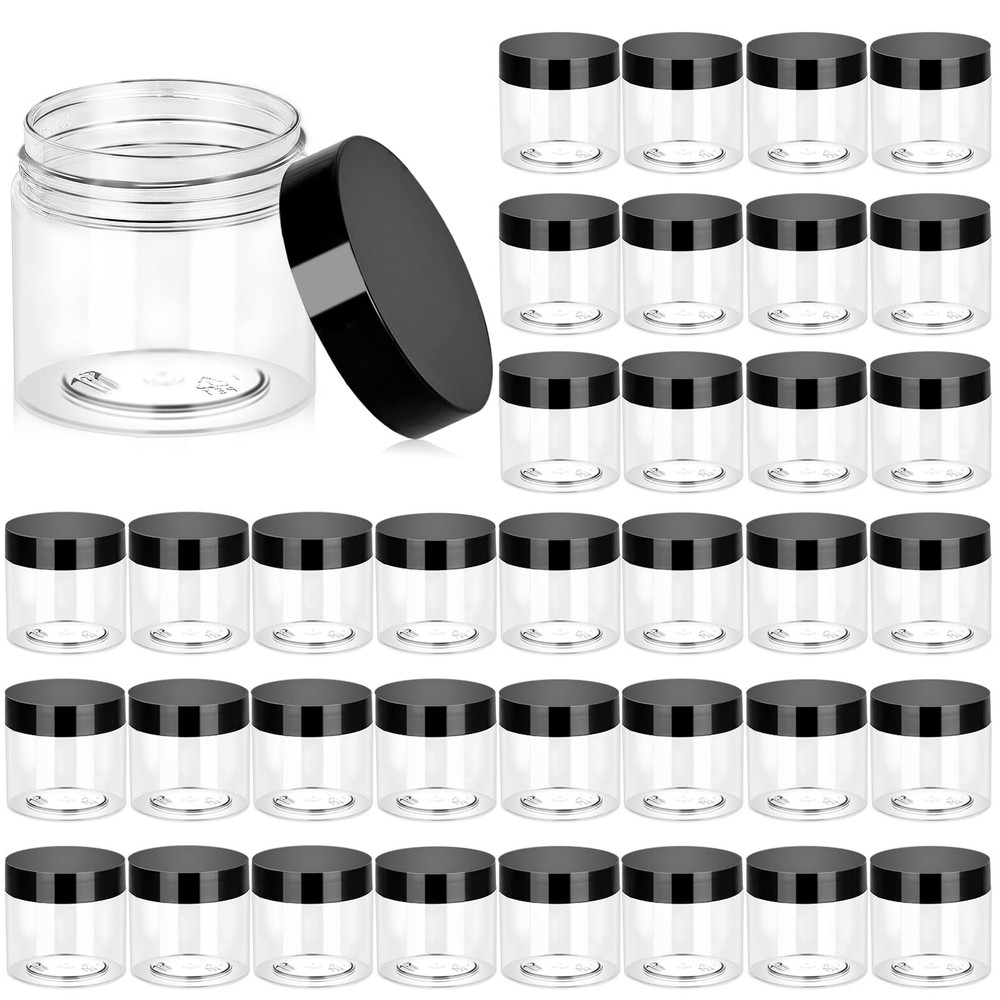 36 Pack, 6 OZ Plastic Jars Round Clear Cosmetic Container Jars with Lids