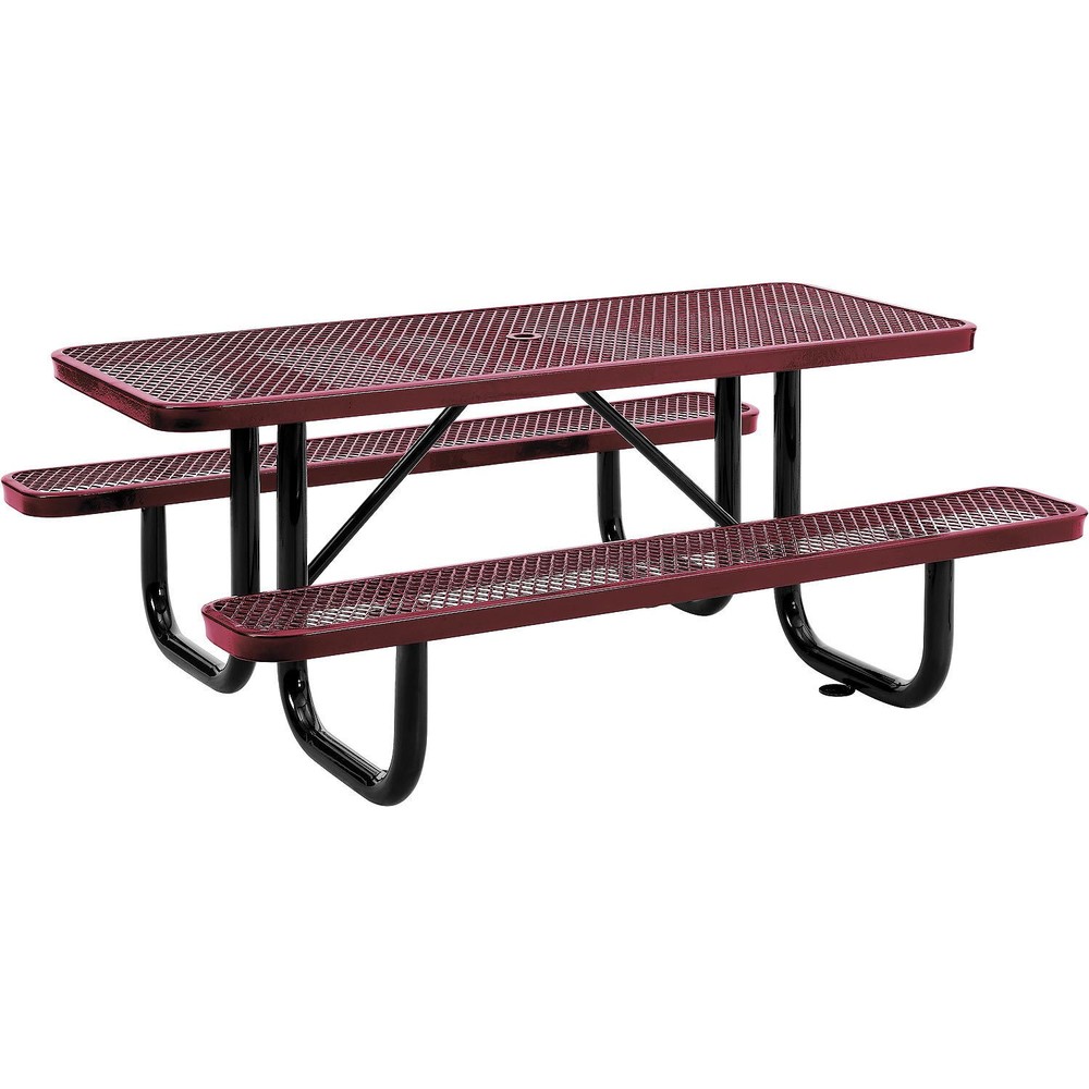 6' Rectangular Expanded Metal Picnic Table 72"L x 62"W Red