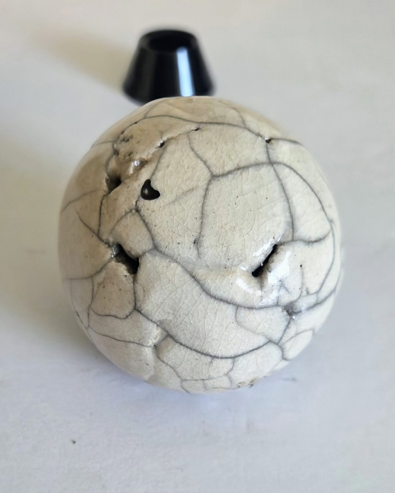 Ben Diller Raku Art Pottery Cracked Egg Turtle Shell Replacement Piece Signed