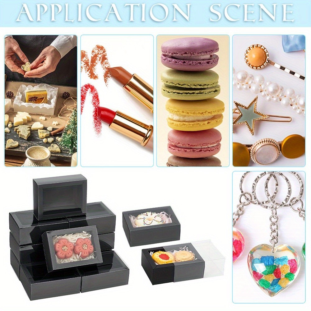 12sets Foldable Paper Drawer boxes with Clear Plastic Cover Gift Packaging