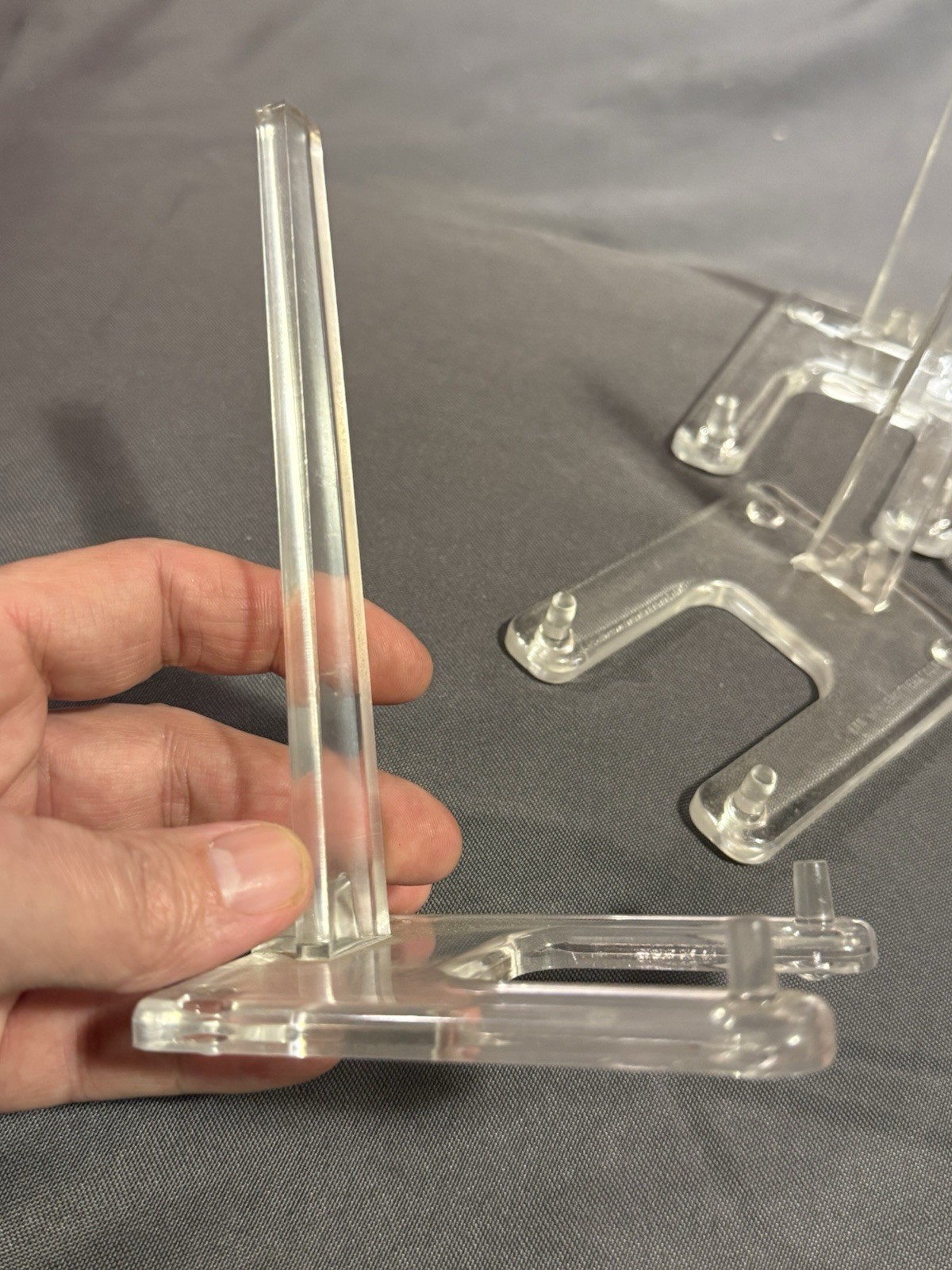 Lot of 5 Clear Acrylic Lucite Easel Plate Platter and Painting Display Stand