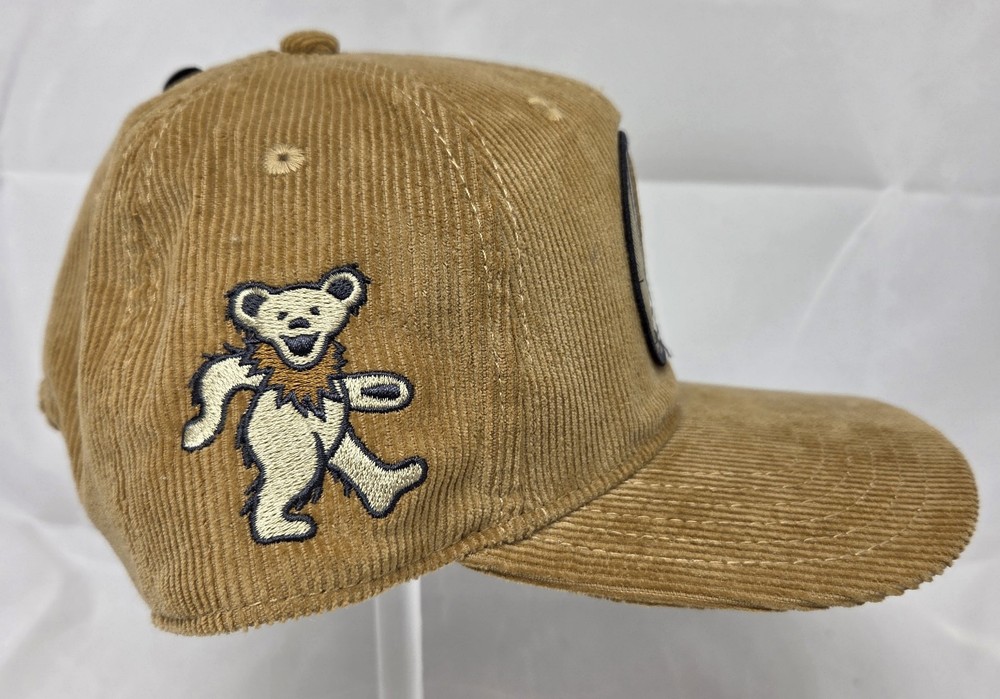 New GRATEFUL DEAD Corduroy Hat Embroidered Snap Back Bear Skull Patch Adjustable