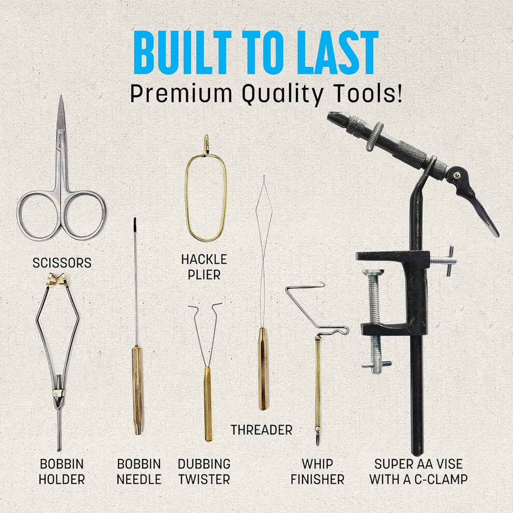 CREATIVE ANGLER Deluxe Fly Tying Kit - Complete Tools Kit, Ideal for Beginners a