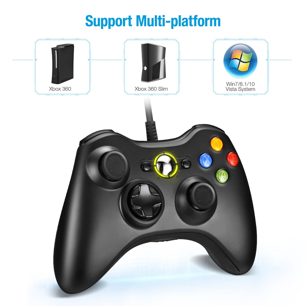 XBOX 360 Wired USB Game Controller Gamepad for Microsoft XBOX 360&PC WIN 7 8 10