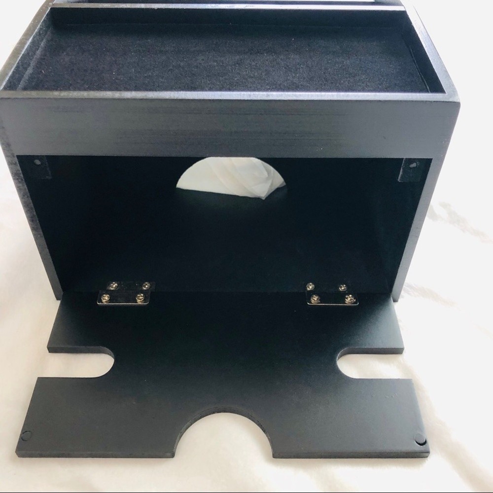 NIB Black Compact Charging Station Organize Multiple Devices HInged Back Panel