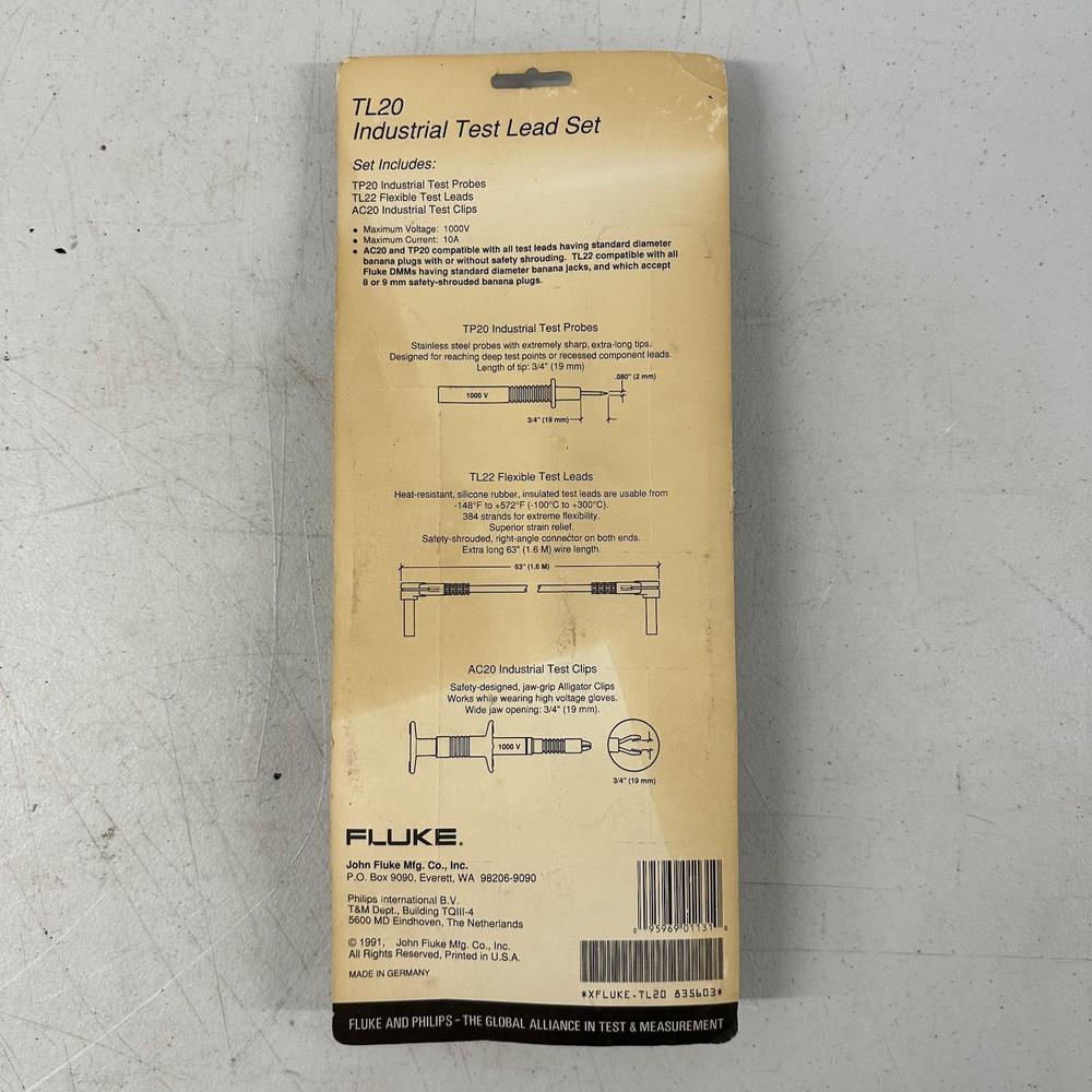Fluke TL20 Industrial Test Lead Set