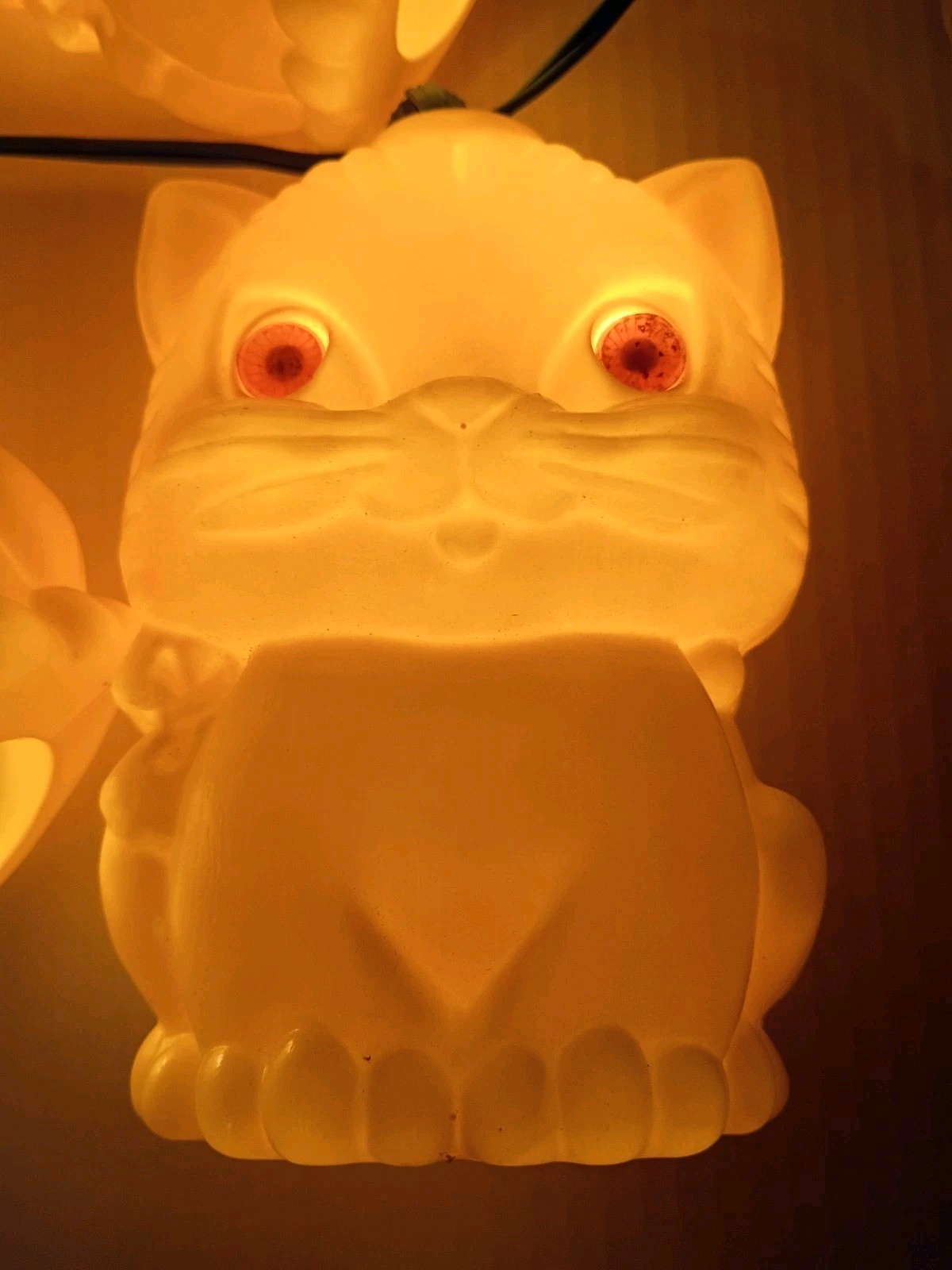 Vtg 60’s Pasta CAT Blow Mold 13pc String Lights RV Camper Patio Tiki Parti Lites