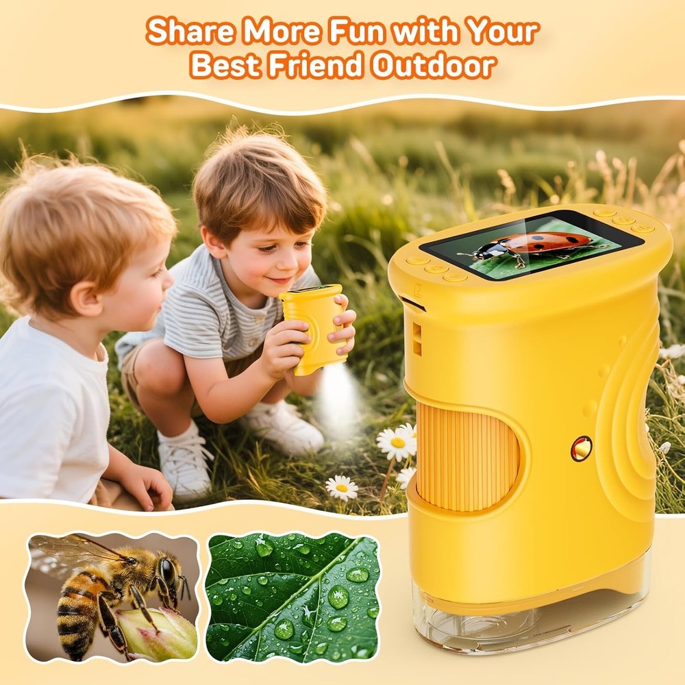 2.0" IPS Display Portable Microscope for Kids - 1000X Magnification & Easy Use