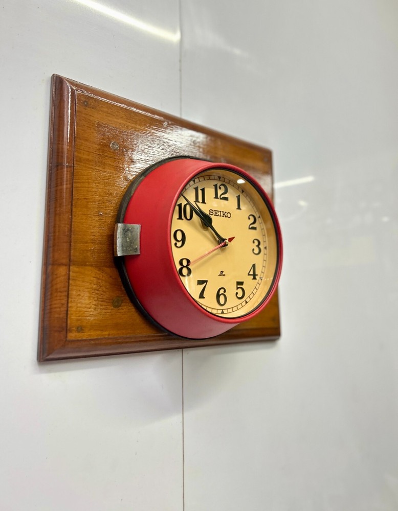 Seiko Marine Quartz Ship Clock | Authentic Antique Wall Timepiece - Red Coating