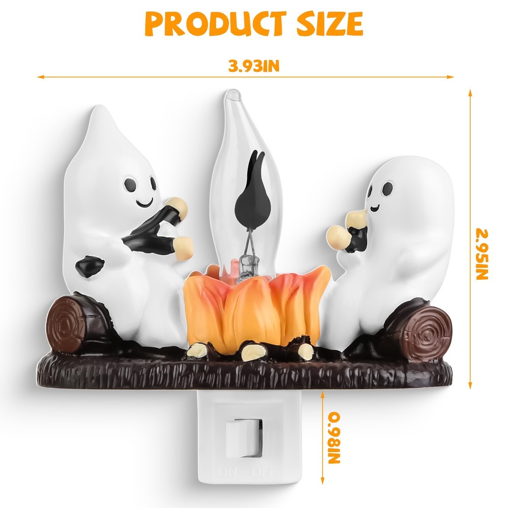 2PACK Ghost Flickering Night Light LED Flame Nightlight Halloween Decoration