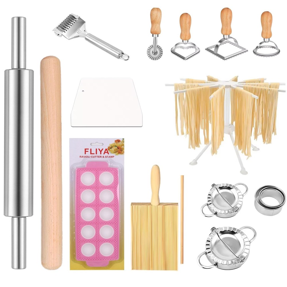 16PCS Pasta Making Tools Set Include 1 Pasta Drying Rack 1 Gnocchi Board 1 Do...