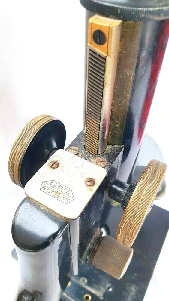 Ernst Leitz Wetzlar Brass MICROSCOPE & MICROMETER STAGE ADAPTOR + Acc. NMIB 1920
