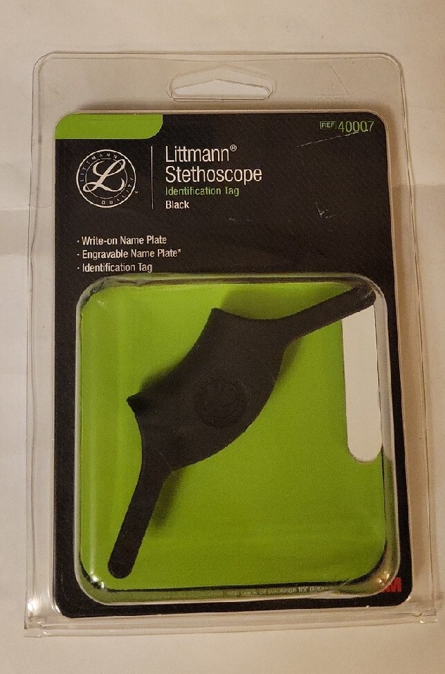 3M Littmann Stethoscope Identification Tag Black Engravable/Write-on Name Plate