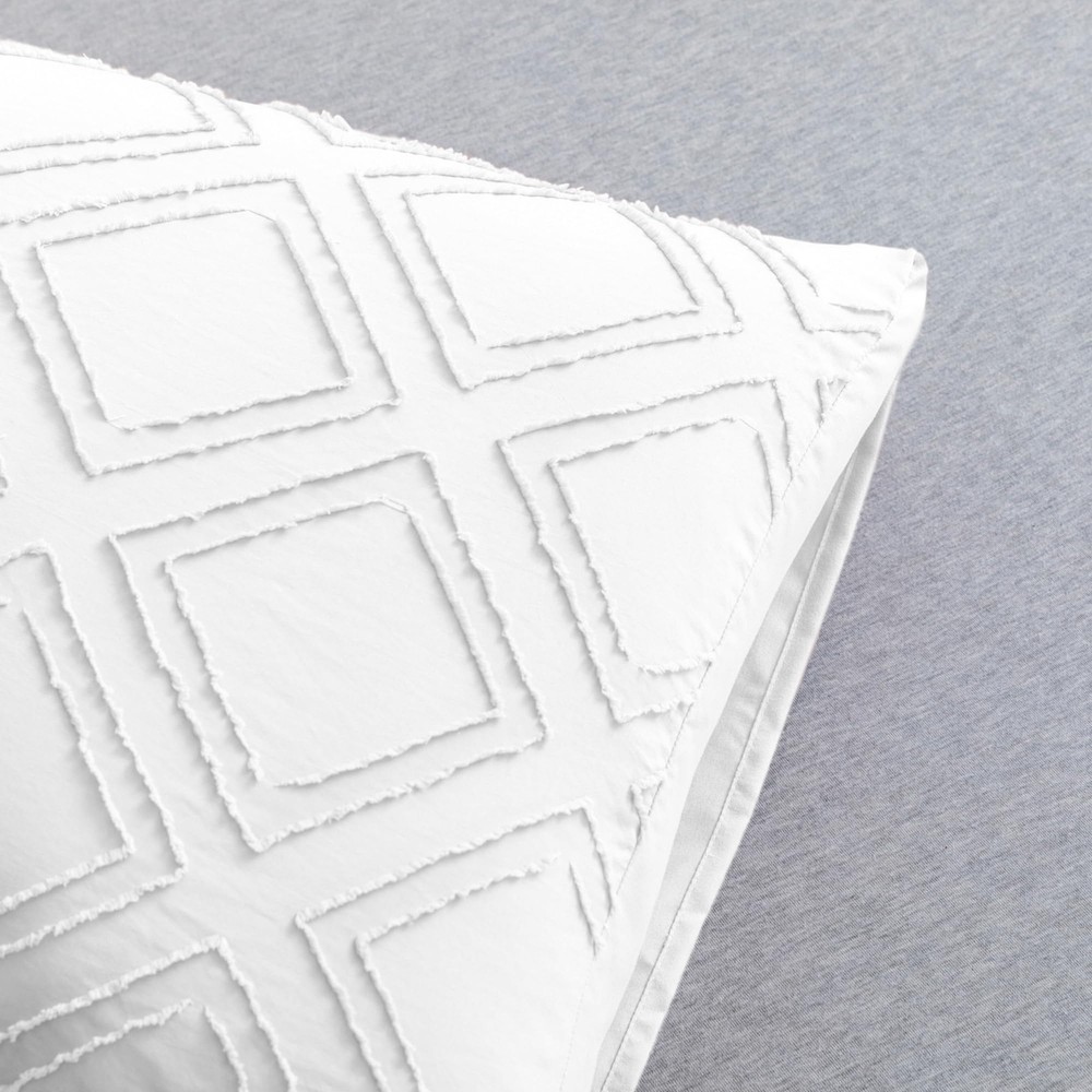 2 Pack White Pillowcases Standard Size Soft Microfiber Geometric Tufted Pillo...