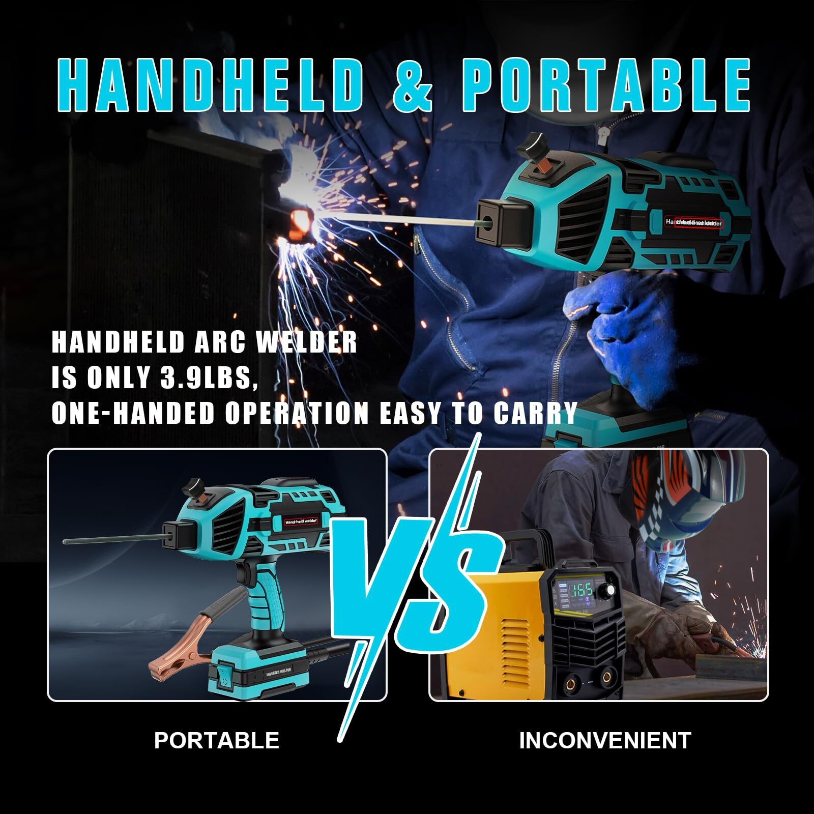 TRQWH 120A Handheld ARC Welder Kit for 1/16"-1/8" Rods 110V Stick Welder Machine