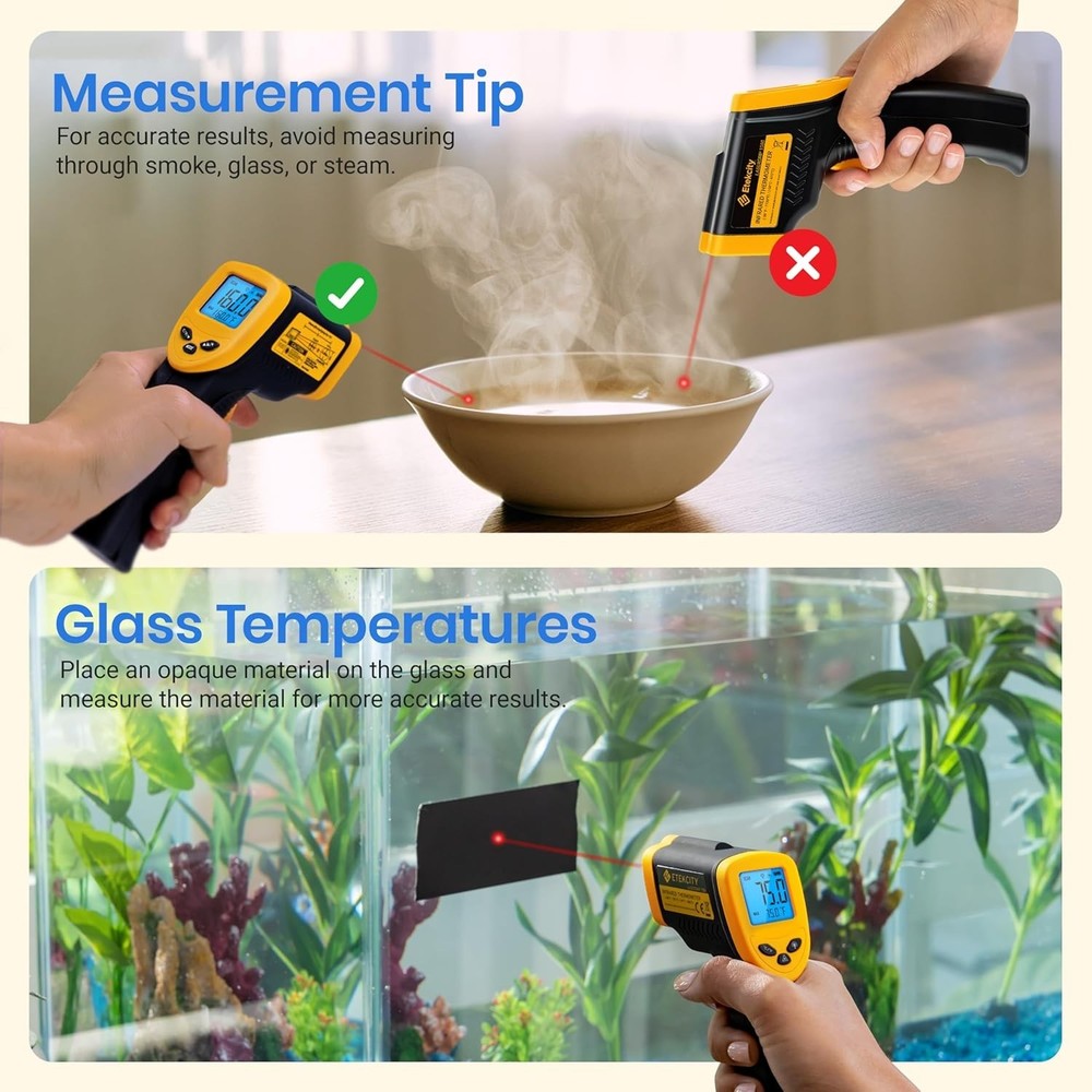 High Accuracy Yellow Infrared Thermometer - Battery-Powered Cooking Tool