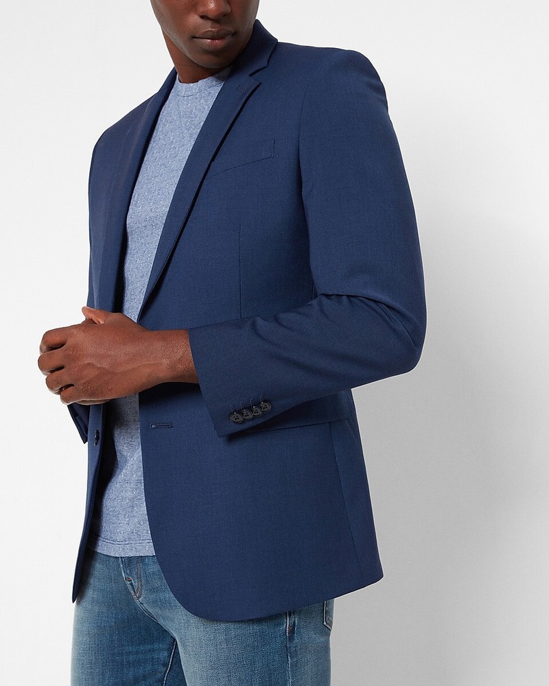 NEW EXPRESS $298 BLUE SLIM MODERN TECH SUIT JACKET SZ 36R