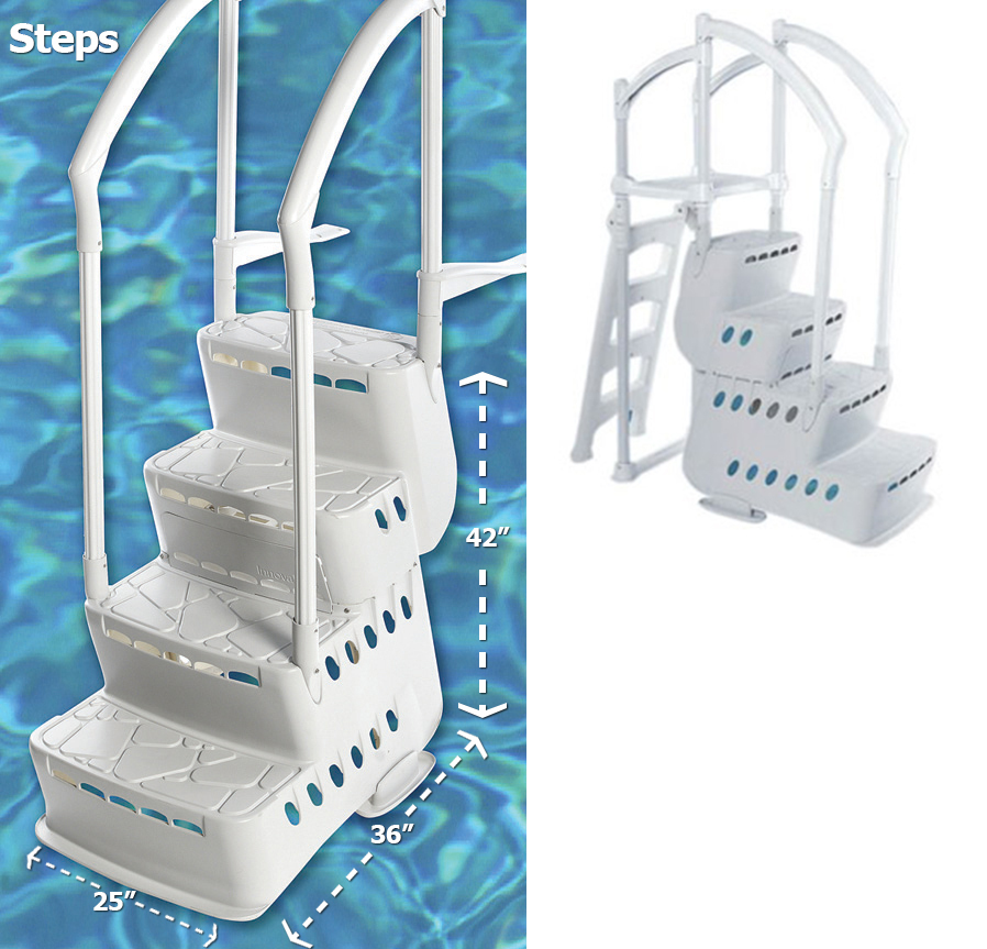 Innovaplas Biltmor Above Ground In-Pool Ladder Step Entry System w/ Deck Mounts