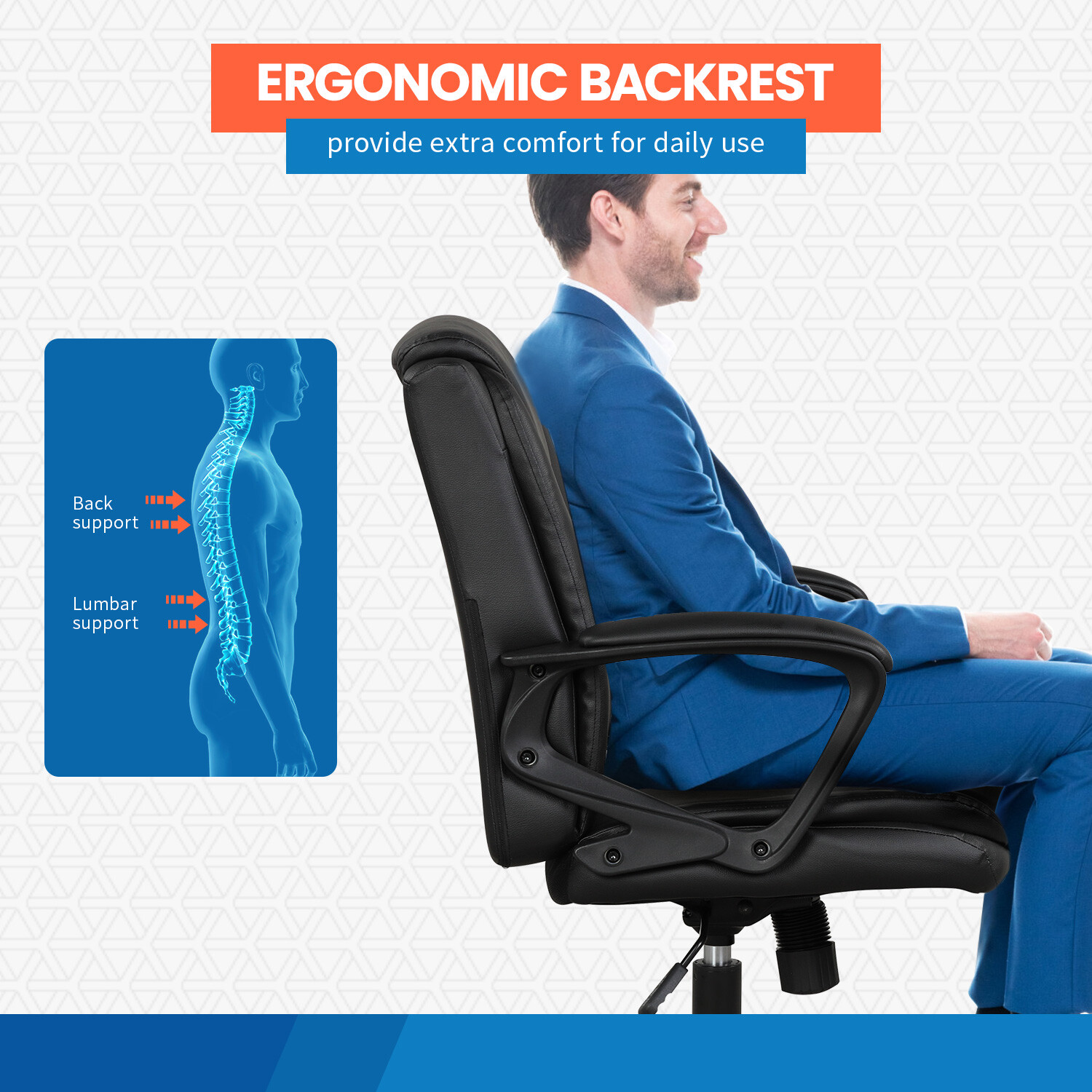 Home Office Chair Ergonomic Desk Chair PU Leather Task Chair