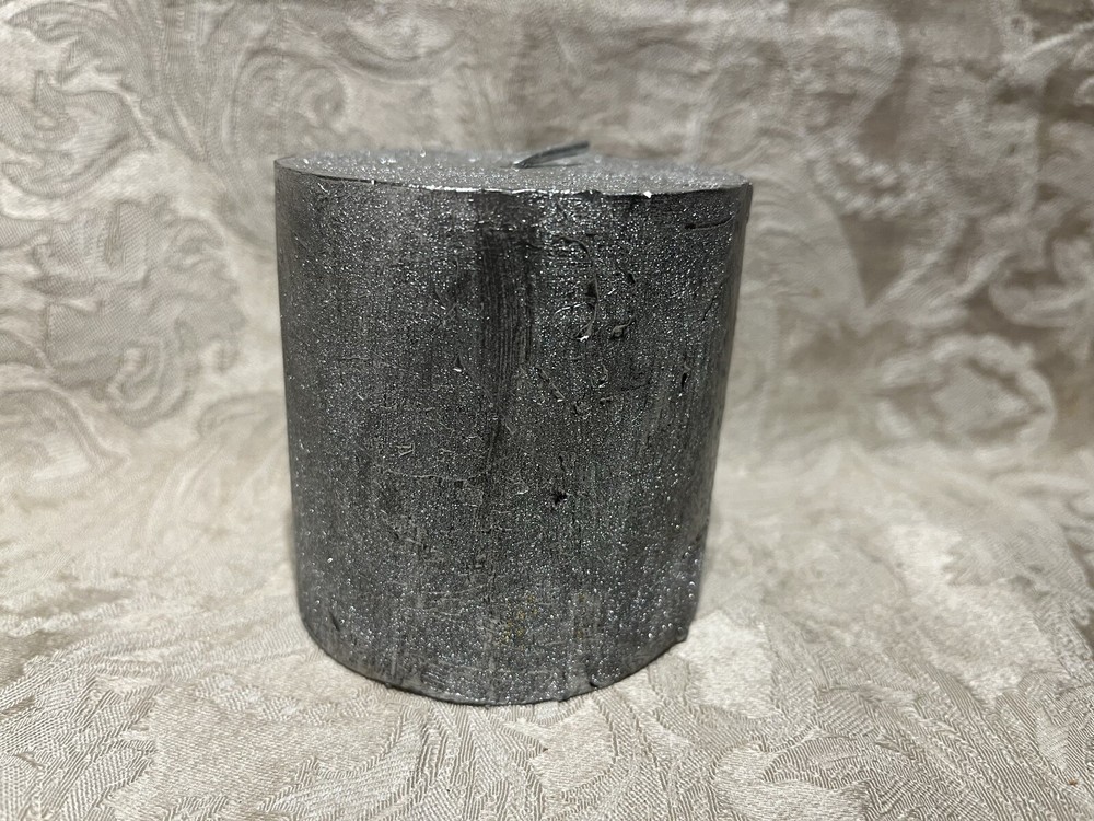 Pottery Barn  SILVER GILT PILLAR CANDLE  3 X 3