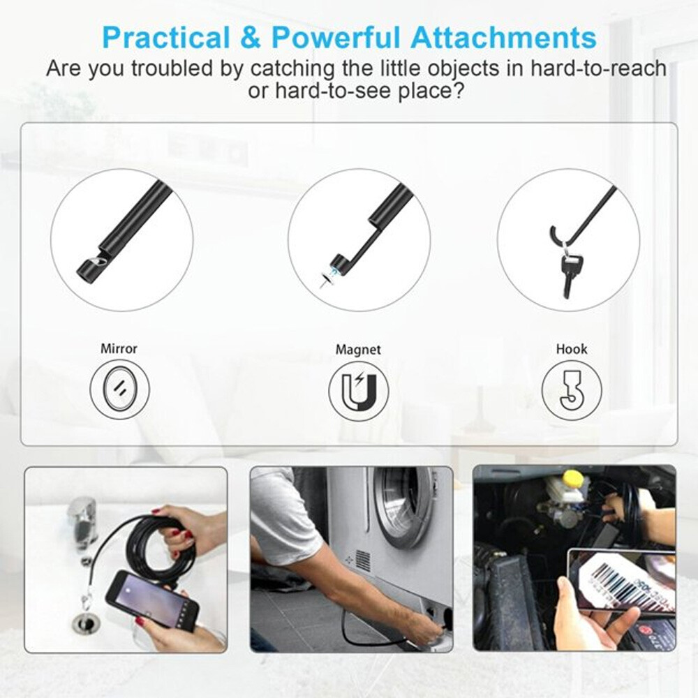 ANCEL Wireless Endoscope 1080P Snake Camera WiFi Borescope Inspection Camera 5m