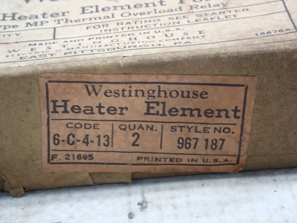 New Westinghouse Overload Heater Element 6-C-4-13, 6C413