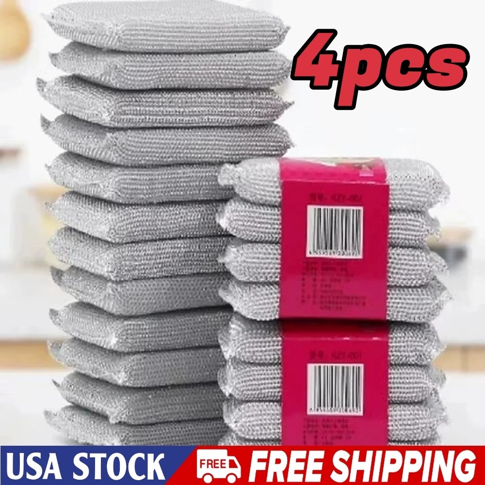 4pcs Kitchen Dishwashing Sponge: Scratch-Free Cleaning Wipe Pot Brush