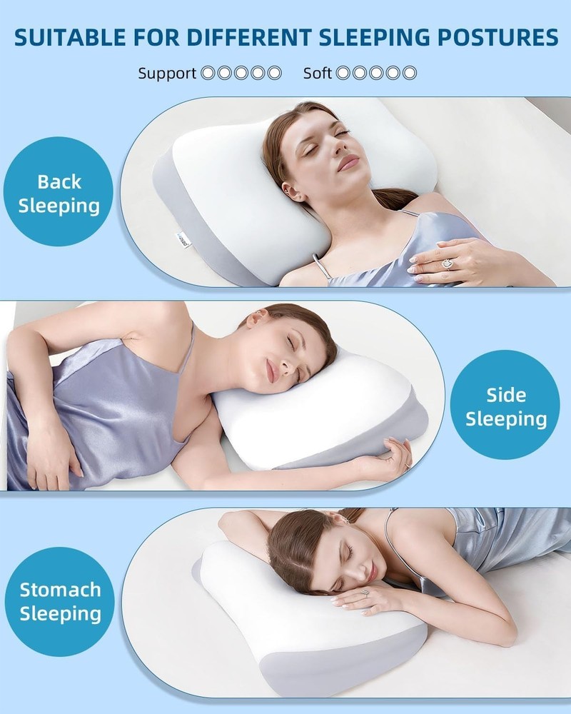 Soft Memory Foam Pillow with Cooling Design - Ideal for Side & Back Sleepers