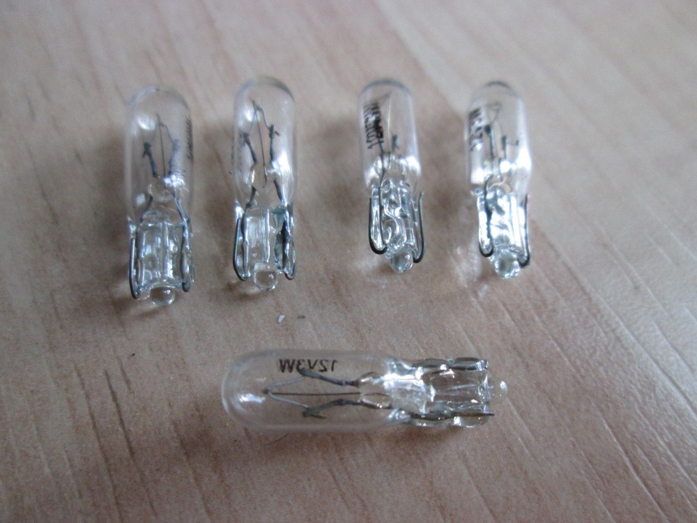 (5) Light Bulbs T5 12V 3W Watts Miniature Incandescent Instrument Wedge #E46B