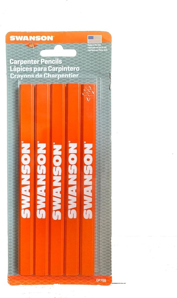 5 Pack High-Visibility Orange Carpenter Pencils with Break-Resistant Graphite