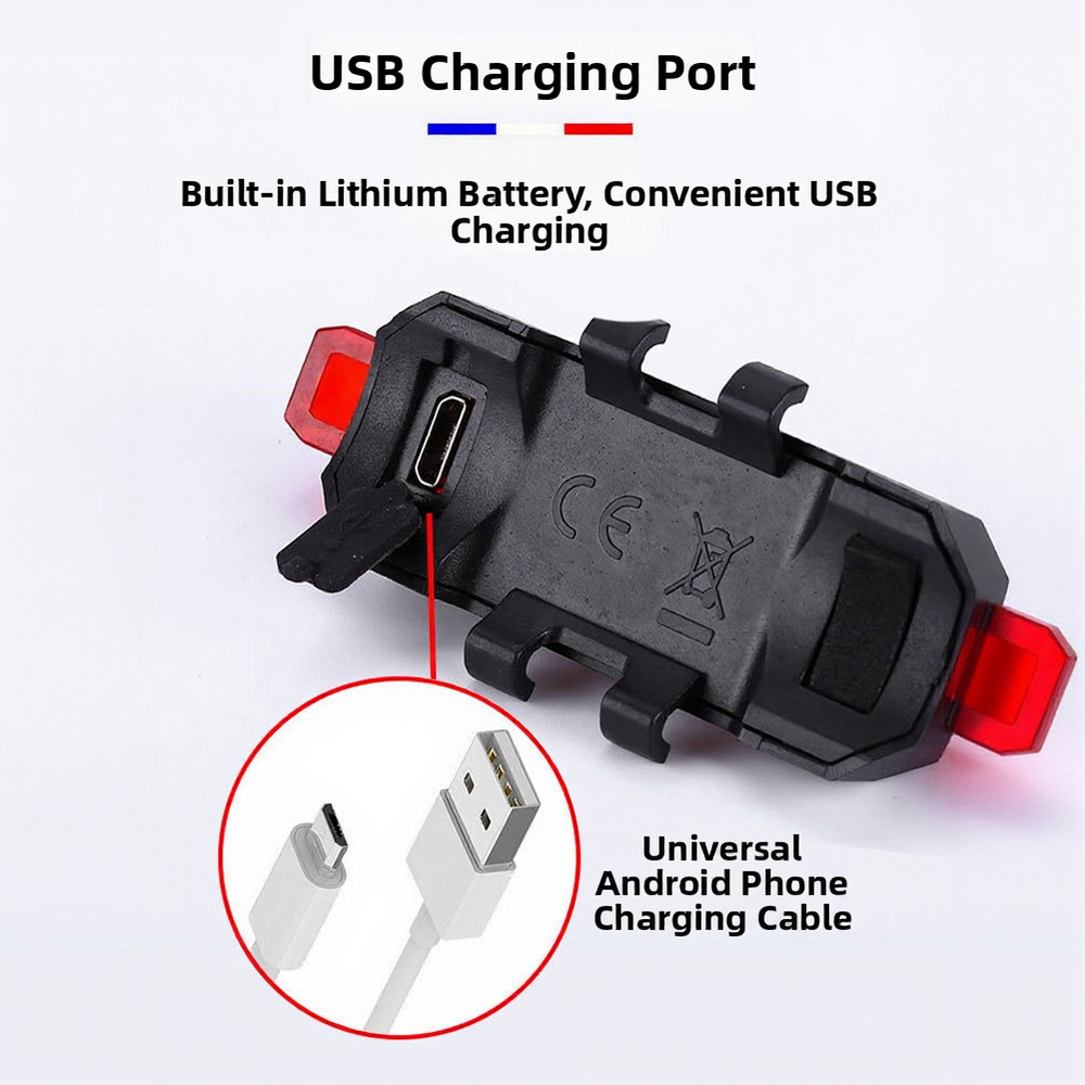 Lightweight 37g Rechargeable Taillight for Bikes with Multiple Mounting Options