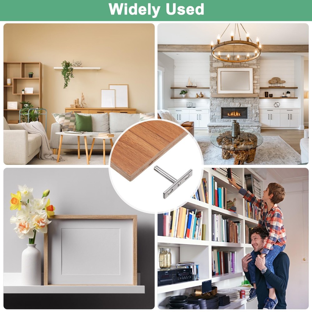 Floating Shelf Brackets 4 Pack 2 Inch Blind Hidden Metal Wall Support Nickel