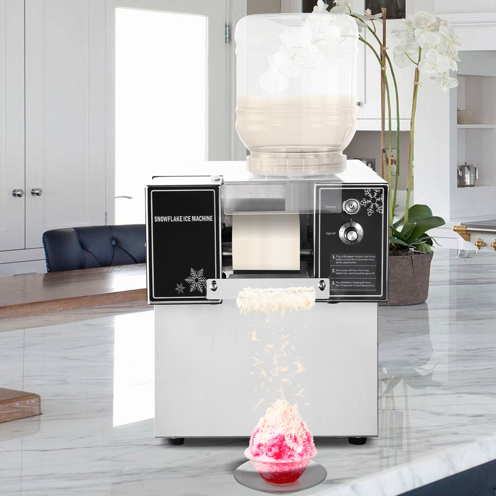 Commercial Snowflake Ice Machine 140LBS/24H Ice Shaver Snow Cone for Ice Cream-